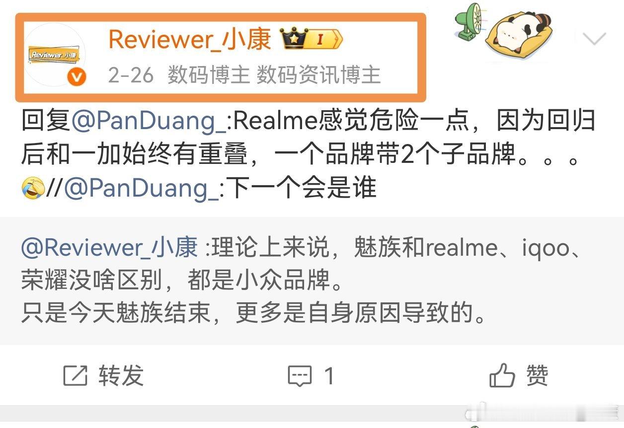 一加真我合并不是马后炮，早就2月份预测过，realme危险。其实也不难猜想，只要