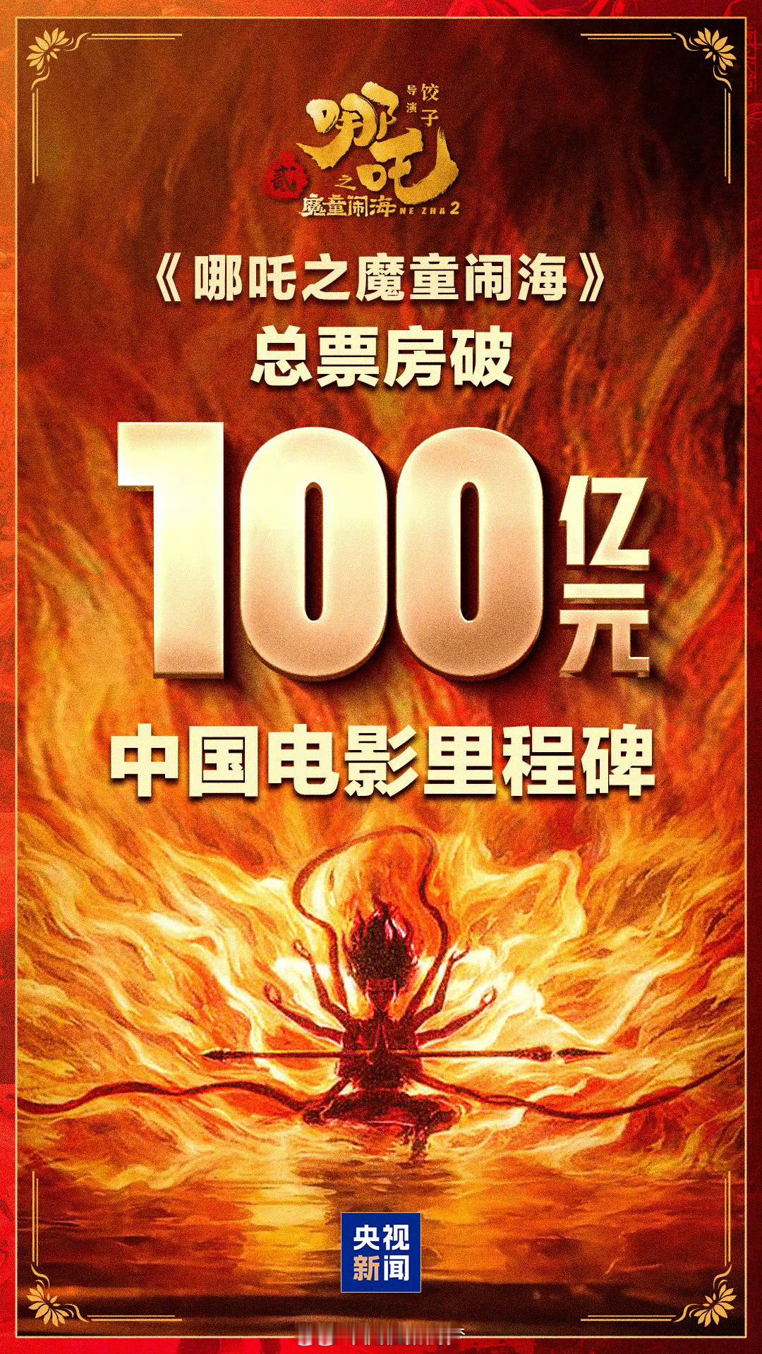 祝贺哪吒2票房破100亿  这可是国产动漫啊！！！我看谁还敢说国产动漫拍的不好？