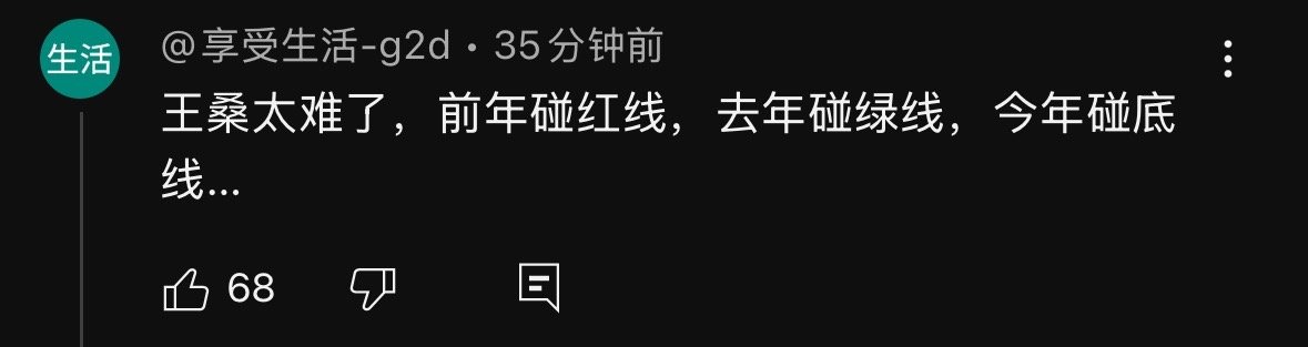 笑死了评论说：王志安前年碰红线，去年碰绿线，今年碰底线 ​​​