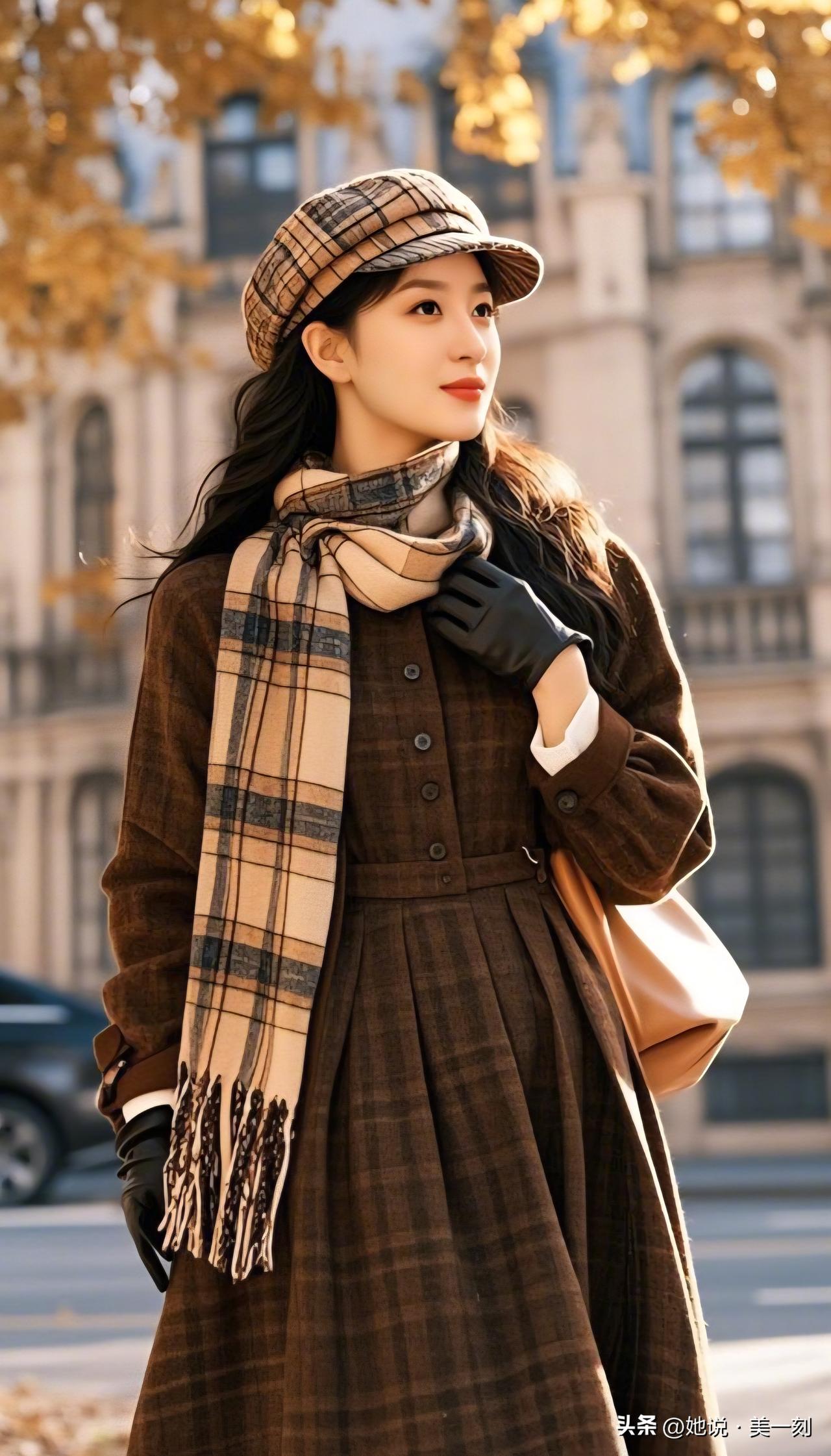 秋日穿搭指南：复古格纹裙+暖色系围巾，温暖又时尚！什么样的穿搭显得年轻?