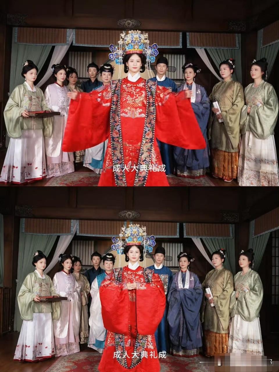 不出所料，

翁虹给女儿办的成人礼果然选了中式。

她女儿小水晶一直在国外读书，