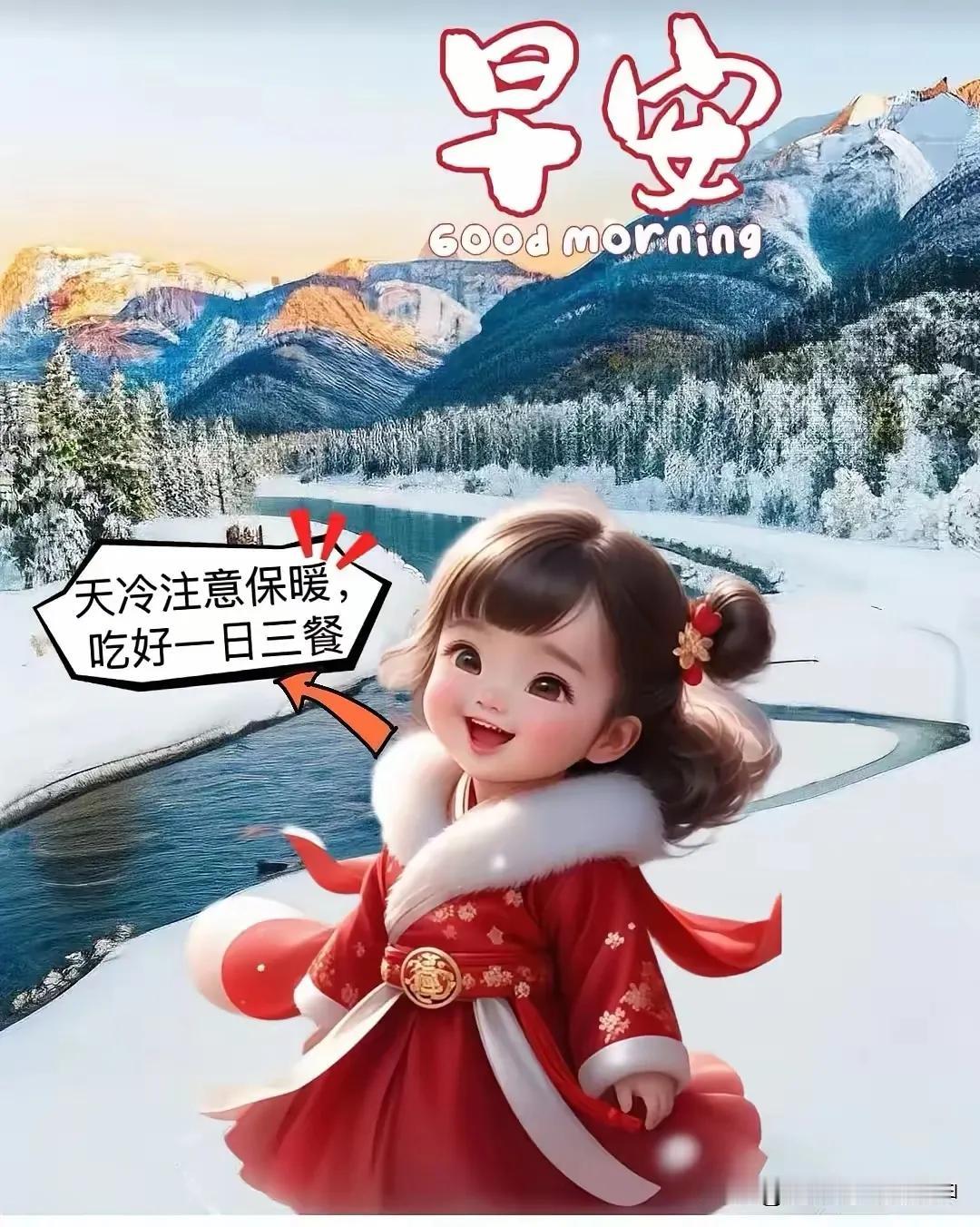 早安，小可爱们！记得保暖，吃好一日三餐哦！🌞❄️早安！周四快乐