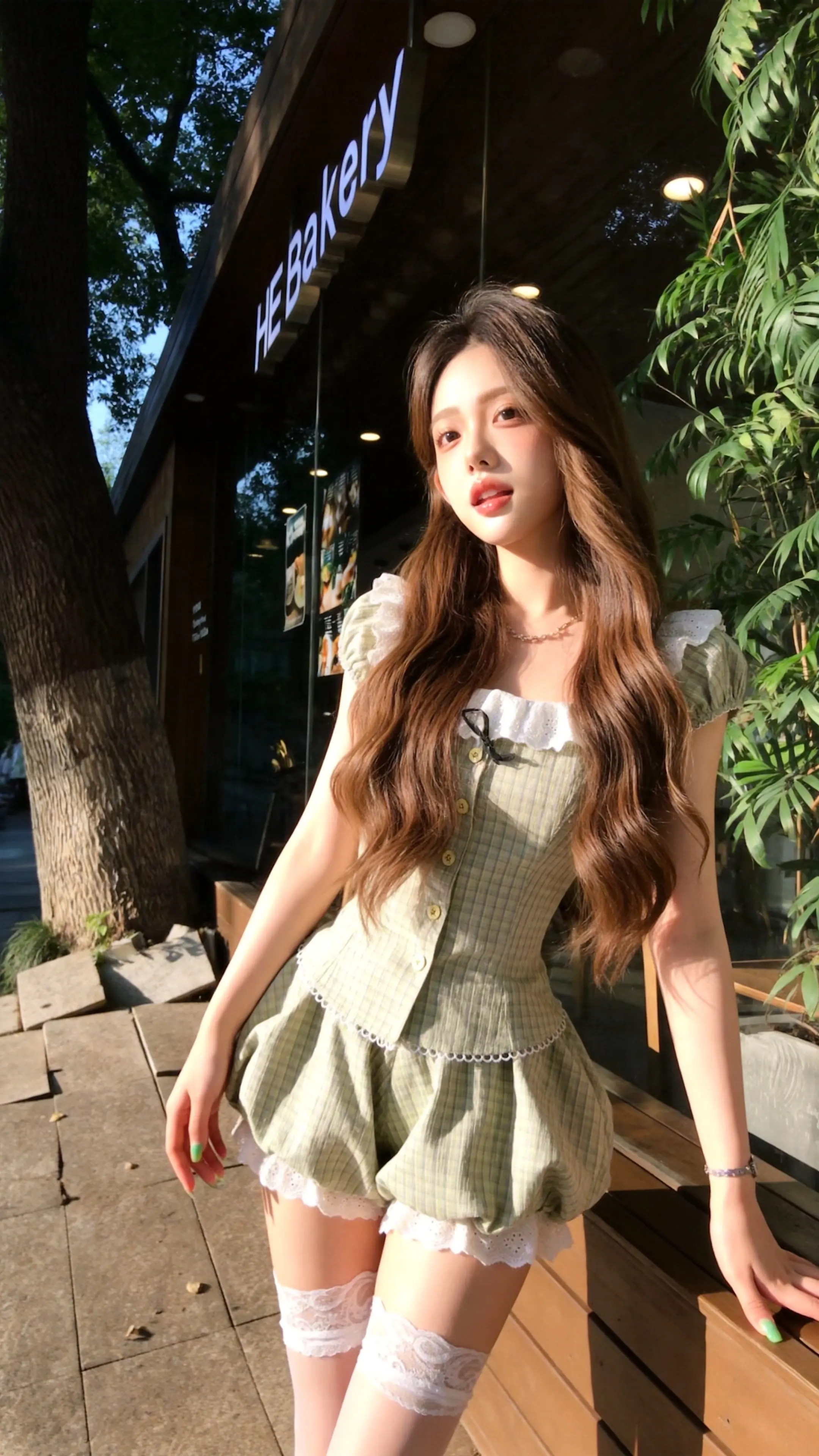过膝白袜 甜妹穿搭分享 少女感穿搭 citygirl穿搭 少女感夏日ootd