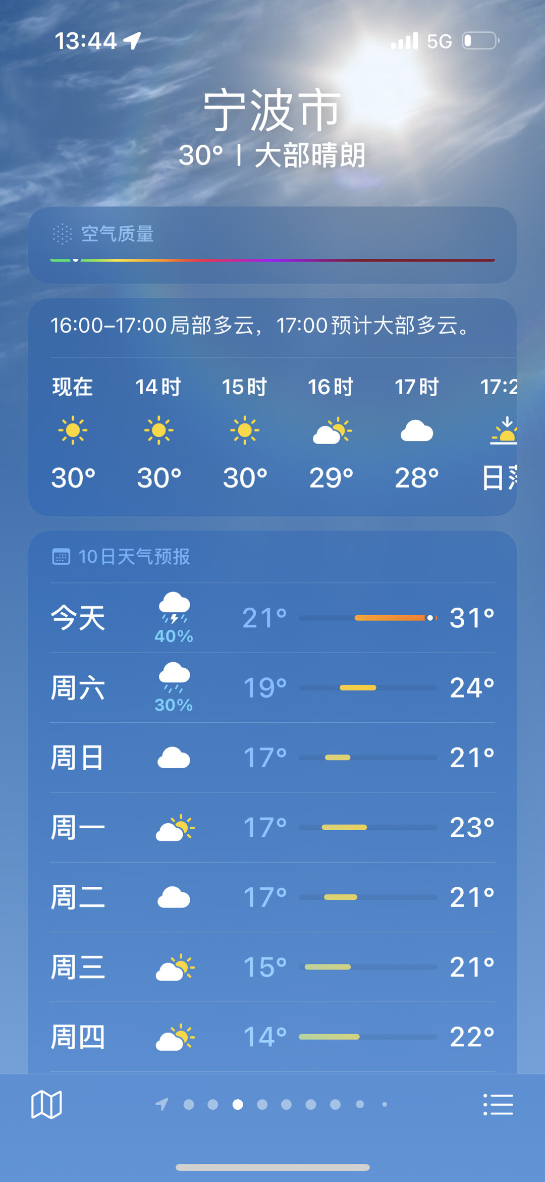 今天宁波突然回夏天[太阳]应该是最后一波热了吧 ​​​