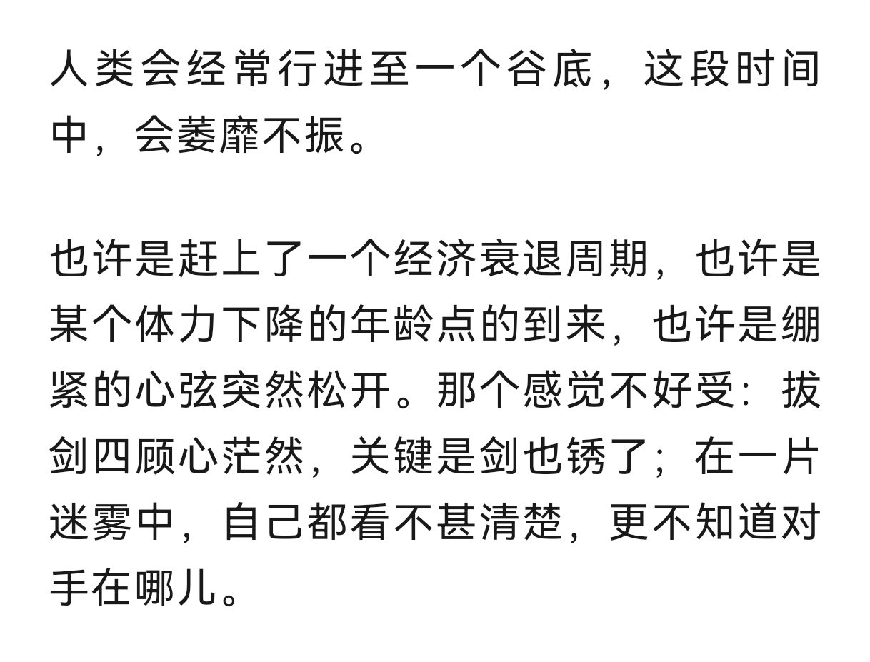 庄老今天公众号的文章，非常契合时局了『在低能量状态中重建快乐』其实去年的我是非常