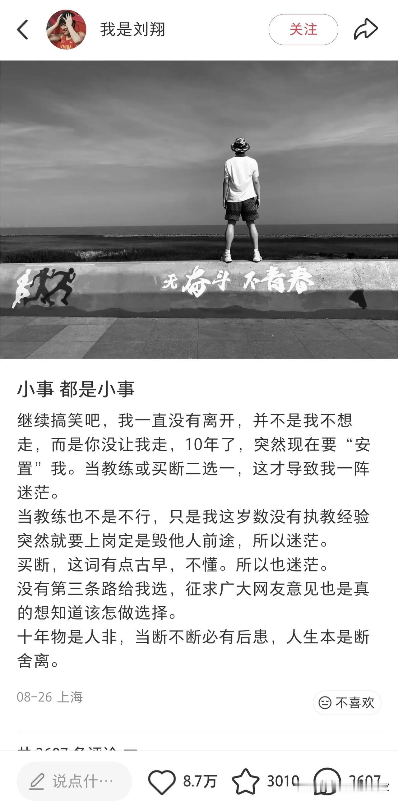 刘翔，我支持你！