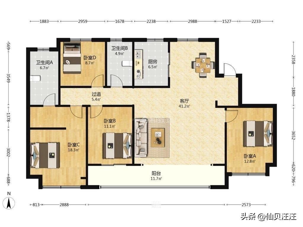 血亏两百万！房东出国急售，716W住进河西南大平层！
产权面积168平，就拥有1