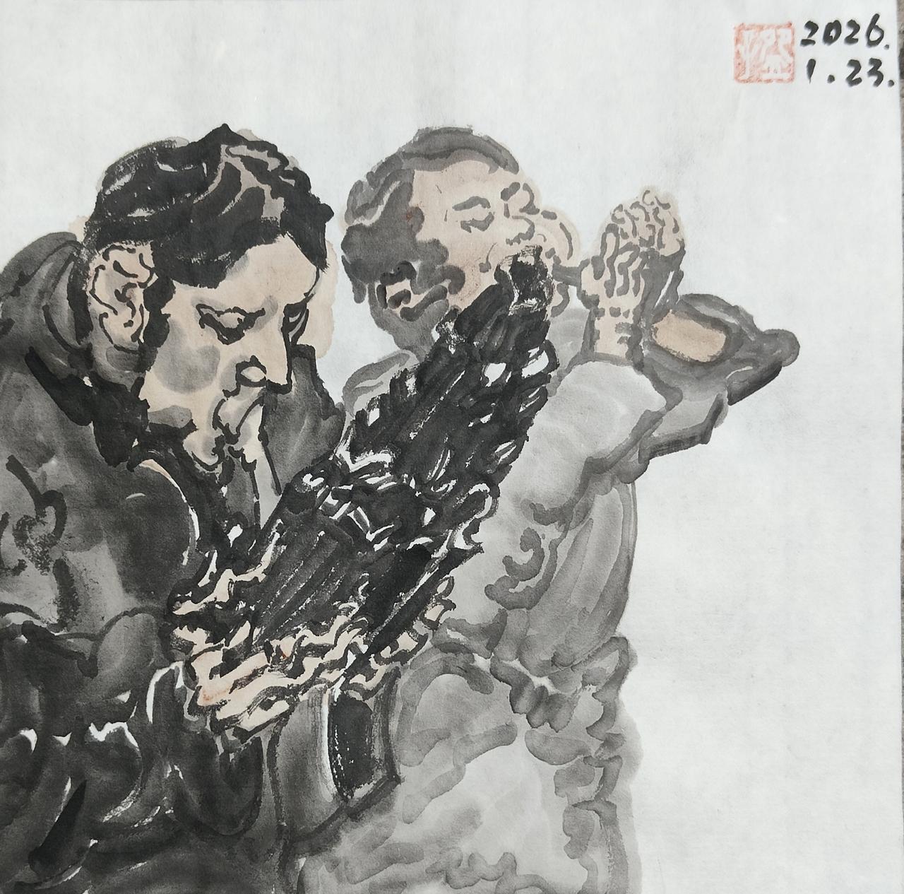 碗子的纸片水墨