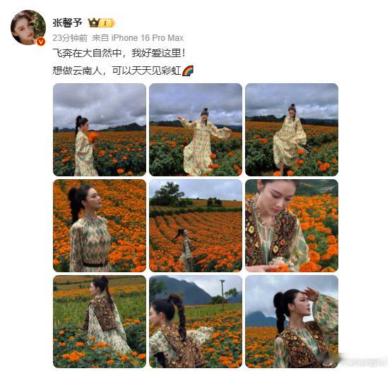 张馨予想做云南人张馨予扎的高高的头张馨予这波操作太绝了！扎着高马尾麻花辫在云南拍