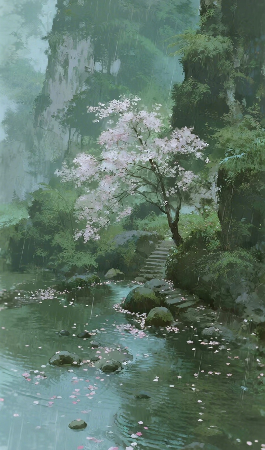 “  枝上芳菲随风落，香飘一涧水云边 … ” ​​​