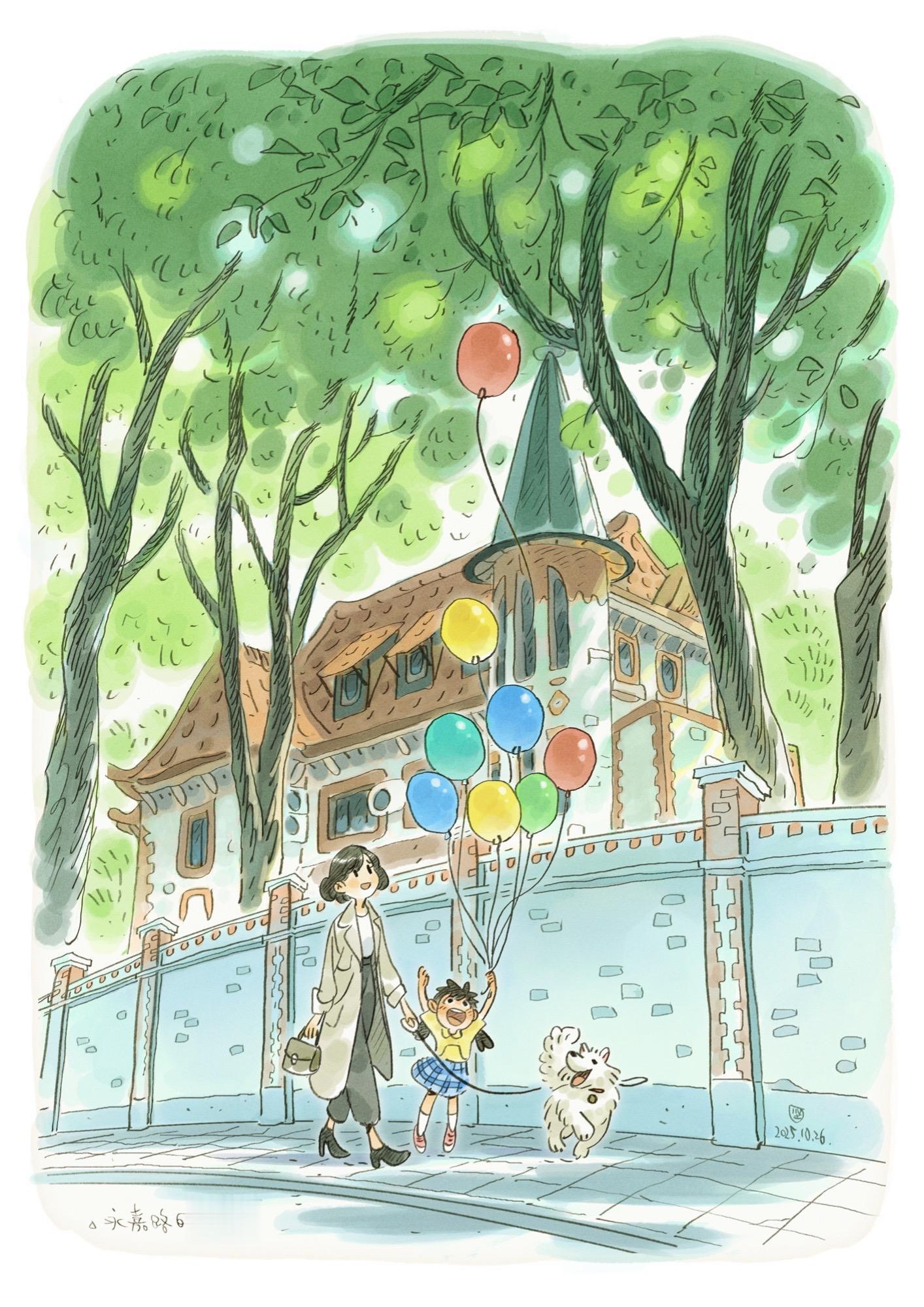 我画的vs我拍的。永嘉路的阳光☀️