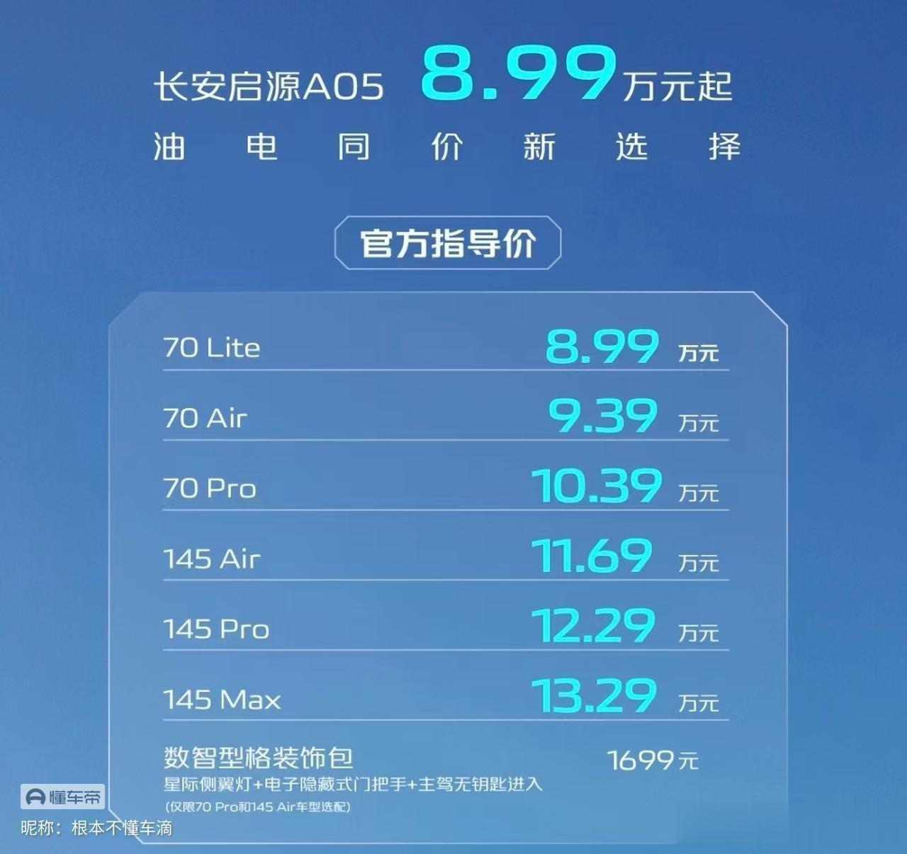 插电式混合动力系统，紧凑级轿车，只要8.99万起，长安启源A05这个价格这是要拼