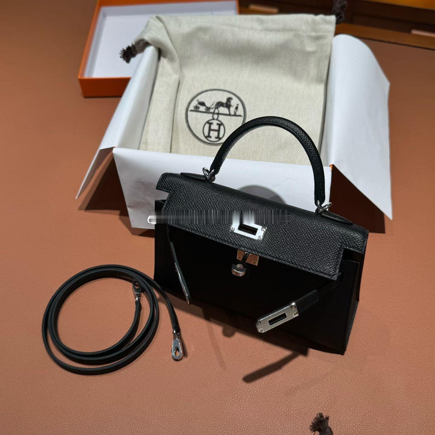 Kelly mini 2代 Epsom皮 黑银爱马仕hermes