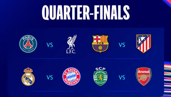 欧冠8强对阵出炉：皇马遇拜仁，巴黎战利物浦，巴萨马竞西甲内战，阿森纳迎战葡萄牙体