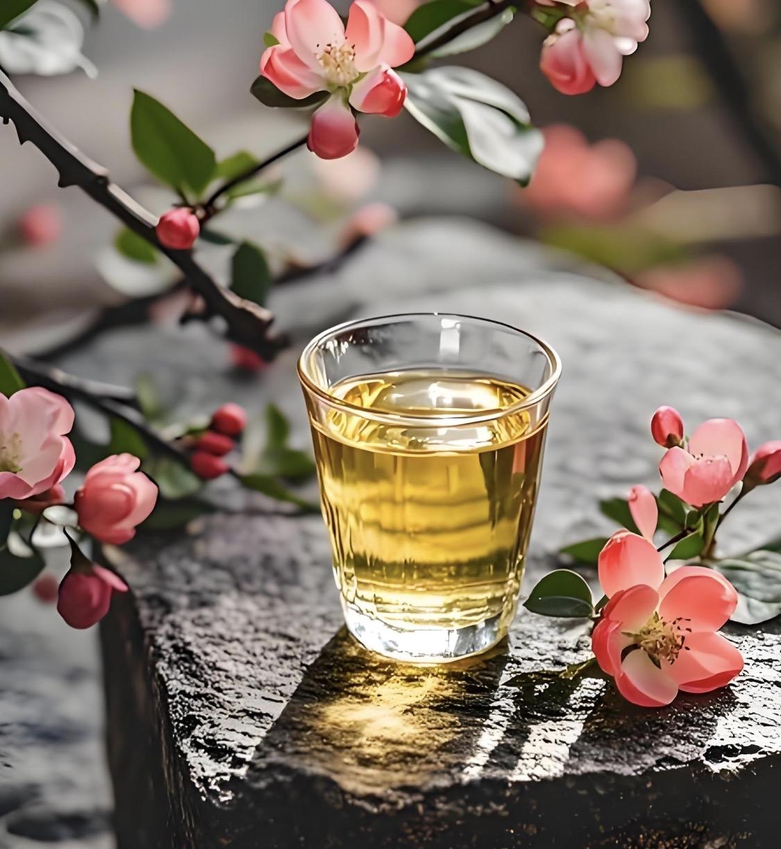 【上联】酌酒花间春共醉，长弓邀对清茶月下夏同眠。
