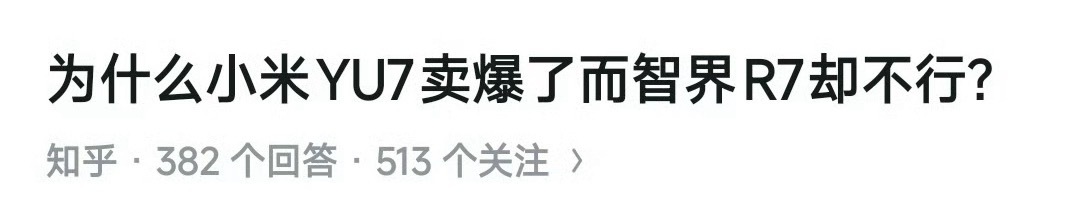 米粉买小米，华为粉可以买很多，问界尊界，综合下来r7销量一般很正常，但不代表不优
