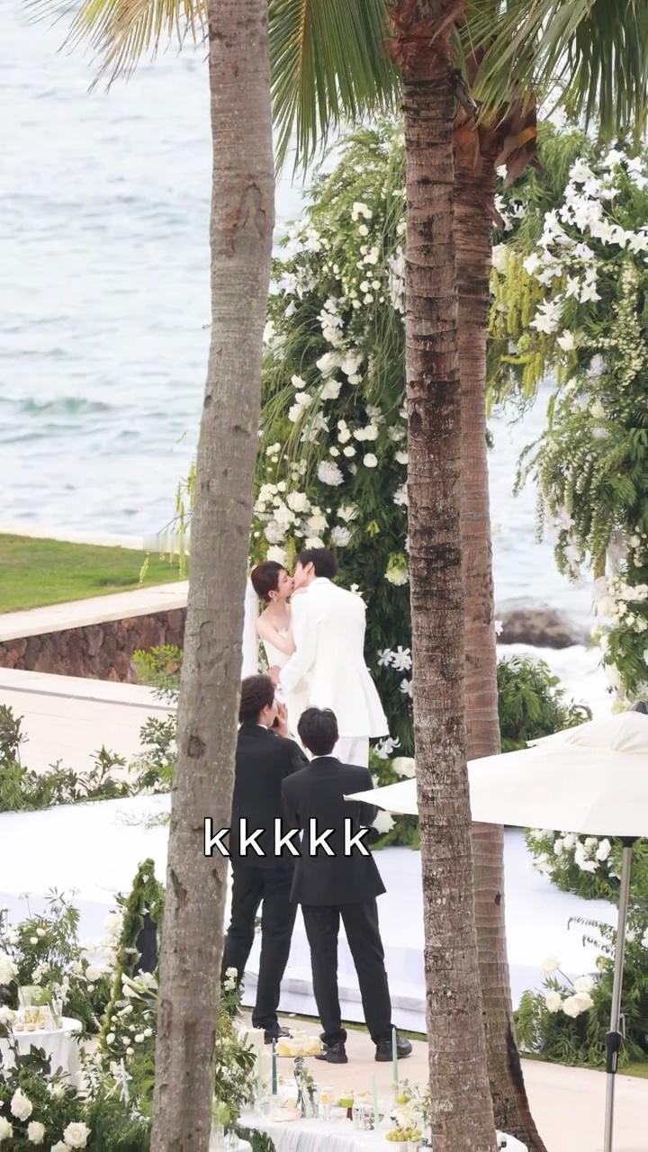 裴川贝瑶婚礼路透！！好浪漫好唯美的海边婚礼吧毕雯珺张淼怡海边婚礼路透