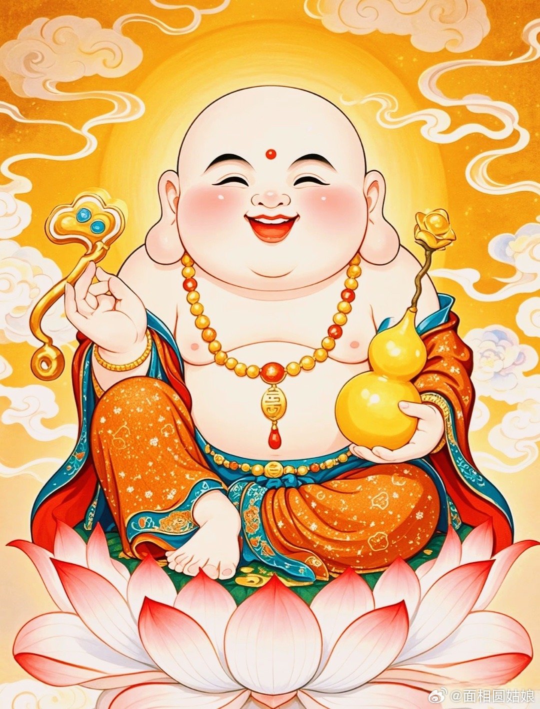 弥勒佛一手如意，一手福禄保佑家宅安宁，事业顺利，人财皆旺！ ！！！ 