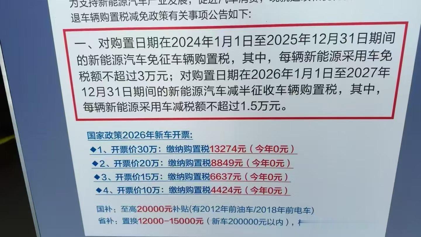 购置税 一张图看懂开票价10万，15万，20万，30万的新能源车，今年买和明年买