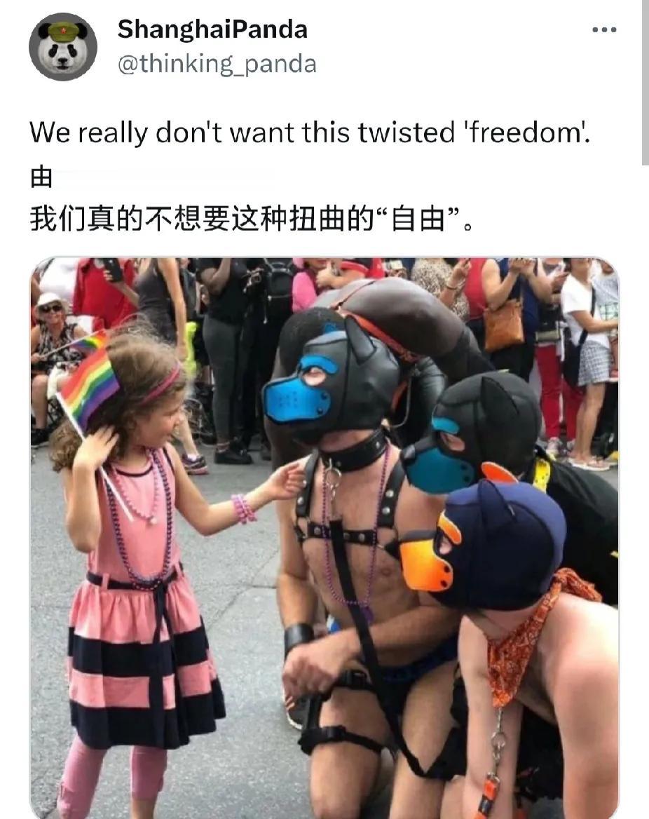 近日，美国各地举办了声势浩大的“骄傲”游行，一位中国人在推特上表达了不满，他说到