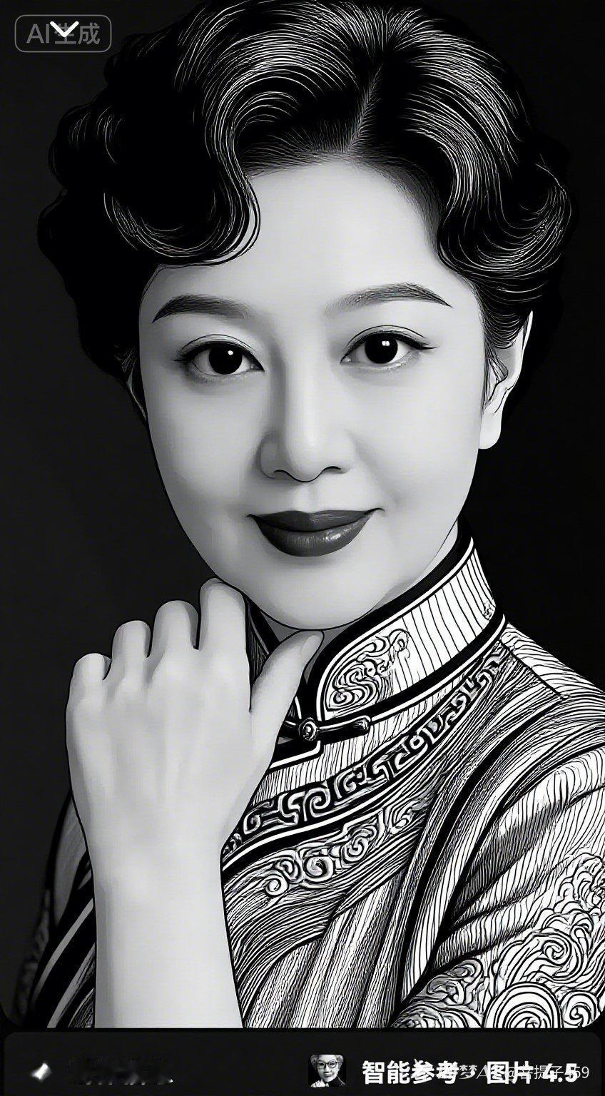 复古风黑白插画，优雅的女性形象，细节精致。