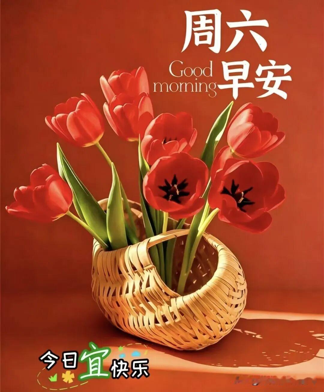 红艳艳的郁金香，周末好心情。