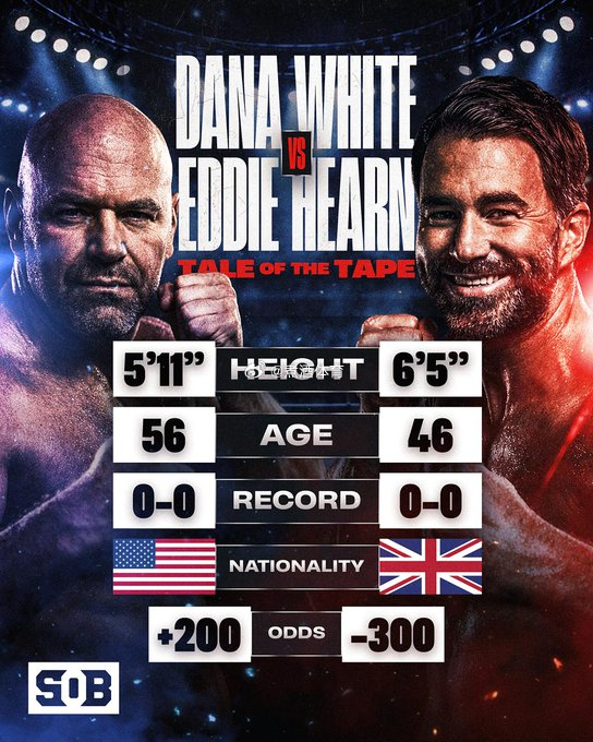 拳坛速递 这赔率 看着太有喜感了。白大拿（Dana White）VS 埃迪·赫恩