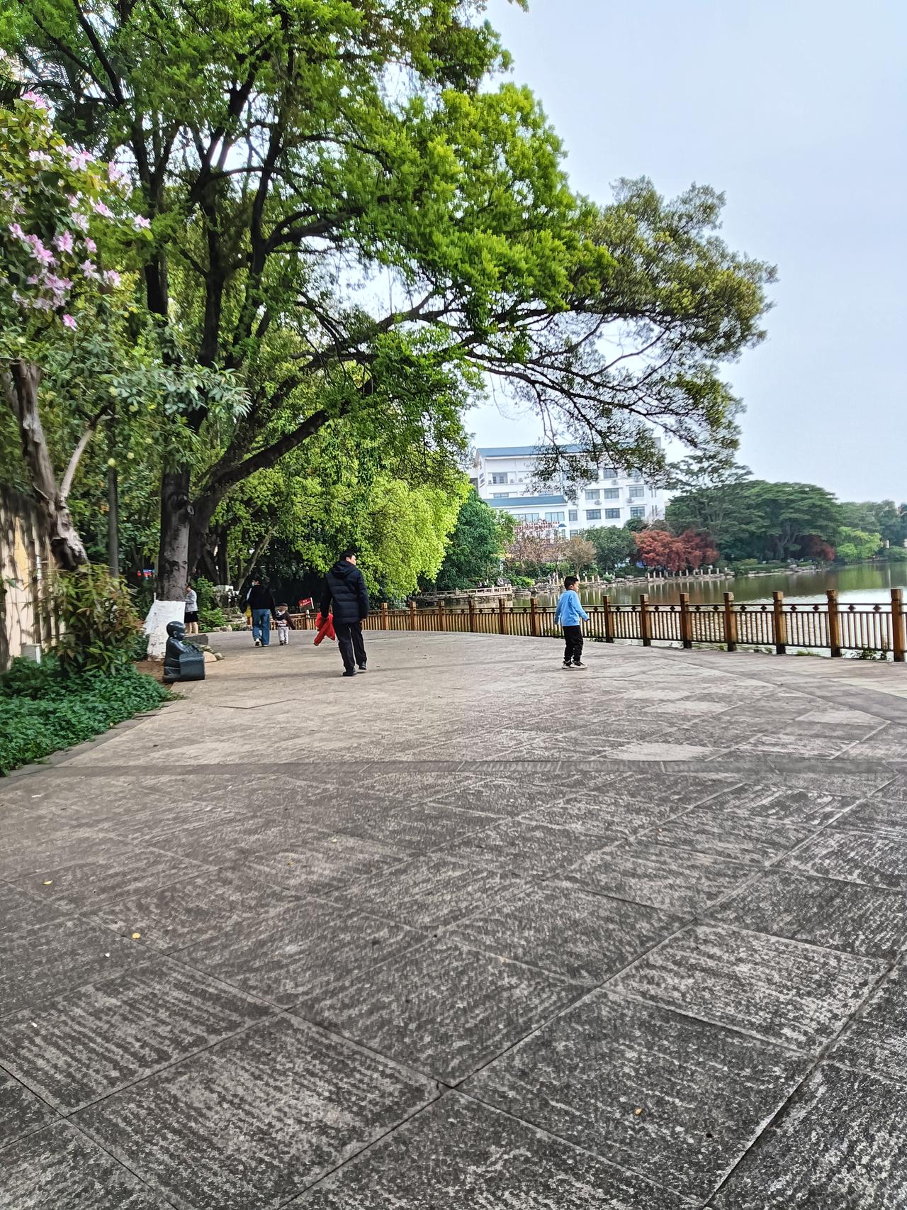 中午经过贵港东湖公园这里有书法行家在练字，近看书迹苍劲有力且内容皆是人生真谛良言