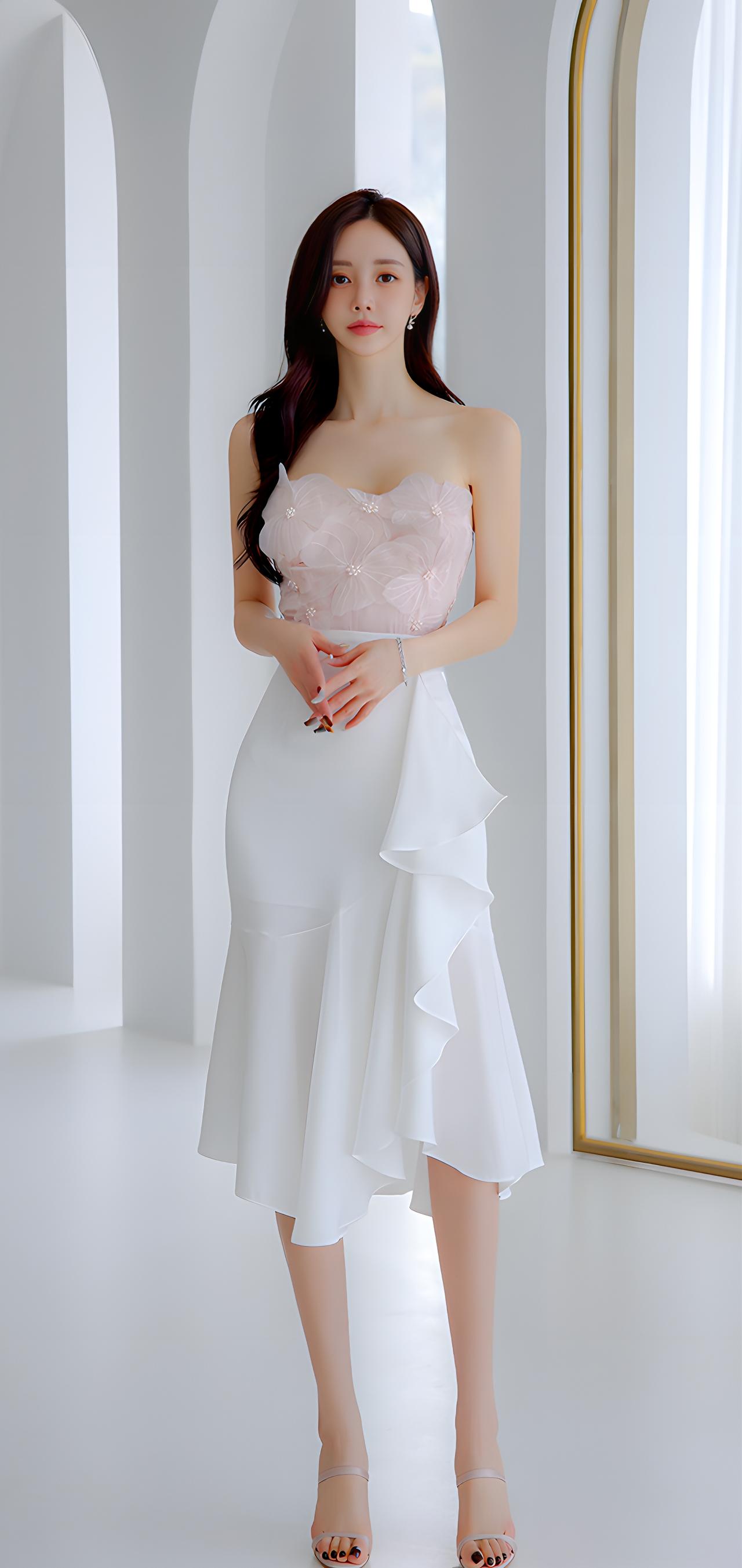 穿白裙的优雅美少女