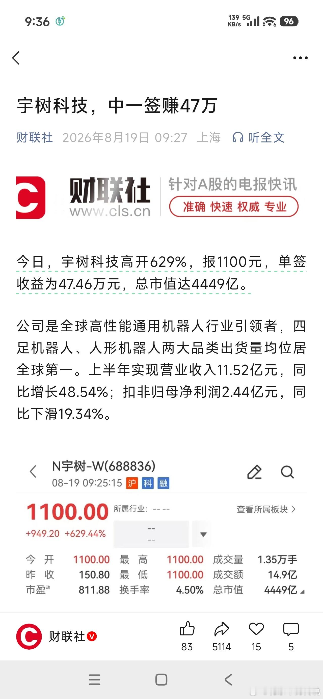宇树科技上市日哎呀呀，又是一只超大肉签！47万！！ 