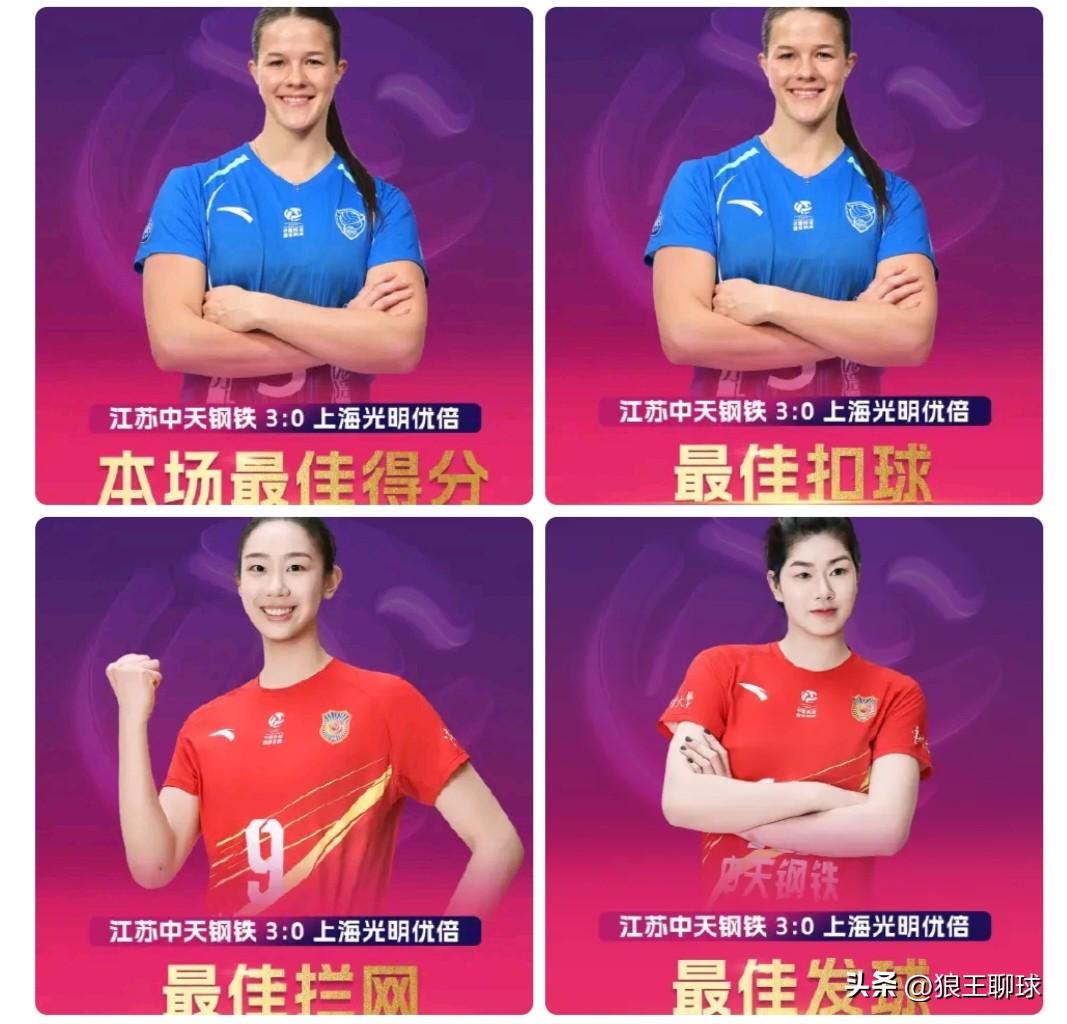 A级冠亚军决赛首回合江苏中天钢铁主场3比0上海光明优倍，本场最佳：
最佳得分：范