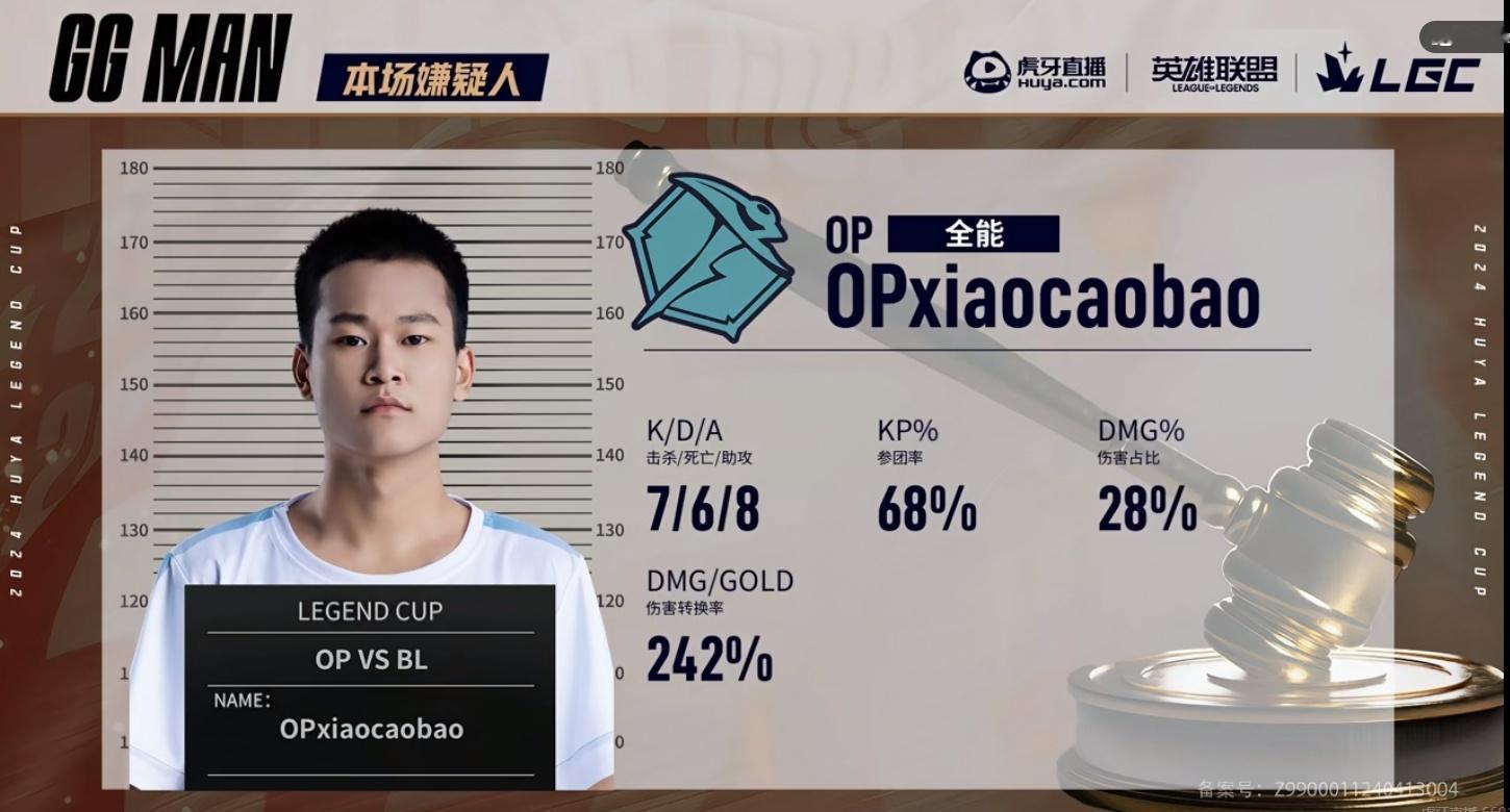 #老头杯好看#参团率68% 中单xiaocaobao成为OP对阵BL第二局“本场