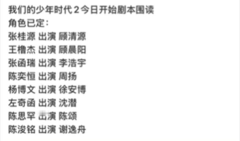 我们的少年时代2今日开始剧本围读我们的少年时代2｜ 