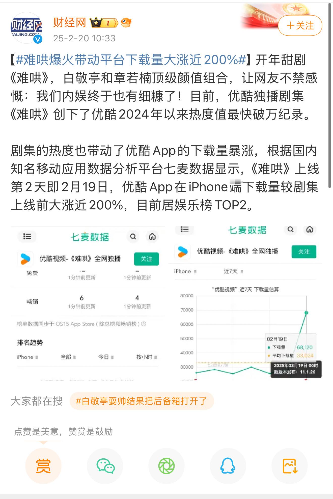 白敬亭[超话]   难哄带动平台下载量涨幅近200%这个平台是天蚕裤[好运连连]