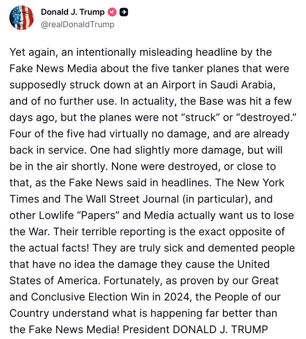 为什么特朗普会允许假新闻持续发布，想想。 