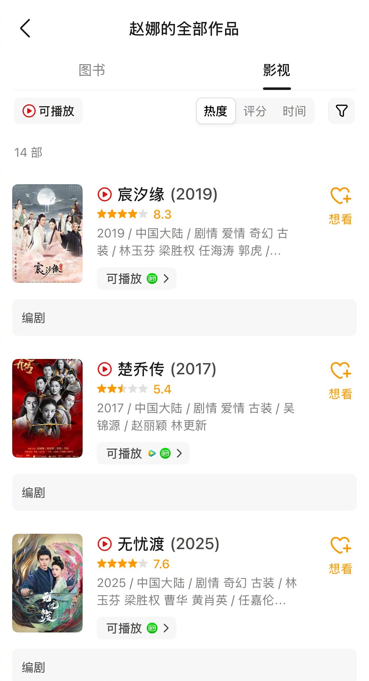 《莫离》编剧也是赵娜，就是写了很多本小说的潇湘冬儿。她的作品也有自己的受众，能看