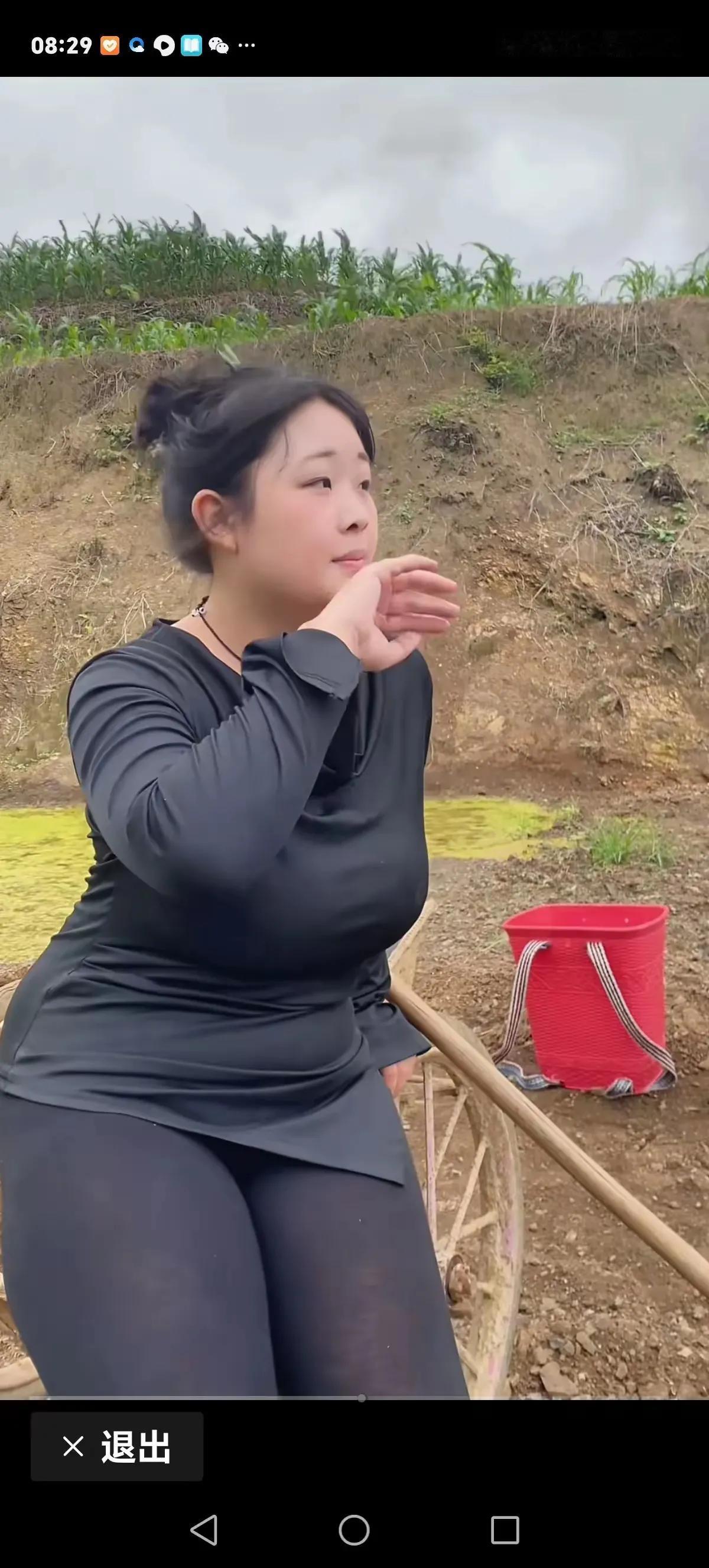 纯洁自然美一一
我是农村小女孩，
朴实劳动是我本！
追求禾苗壮实长，
期盼年年好