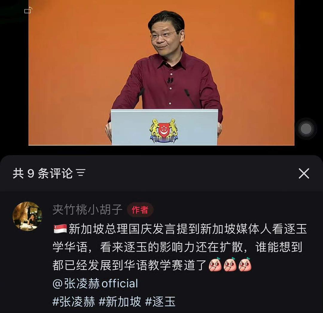 逐玉在国外这么🔥吗？🇸🇬总理都提到了！都已经发展到华语教学赛道了，真的是有