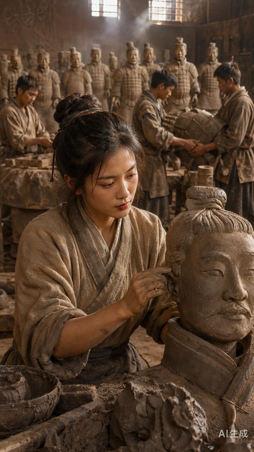 兵马俑上发现女性指纹，这事儿真挺让人感慨的。以前看兵马俑，总觉得那是秦代男人们用