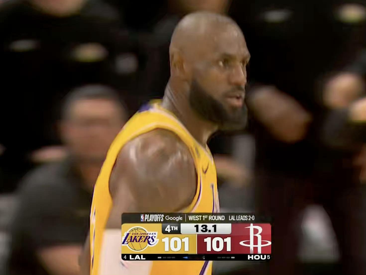 41岁的詹姆斯，29分13板6助，最后13秒逆天三分绝平，带队加时112-108