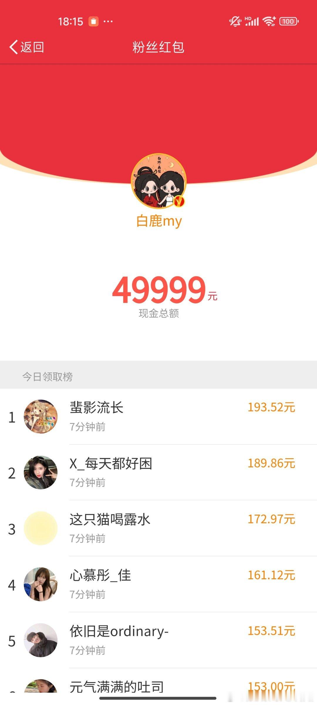 白鹿发了49999无门槛红包🧧，抢到的都去看白月梵星 