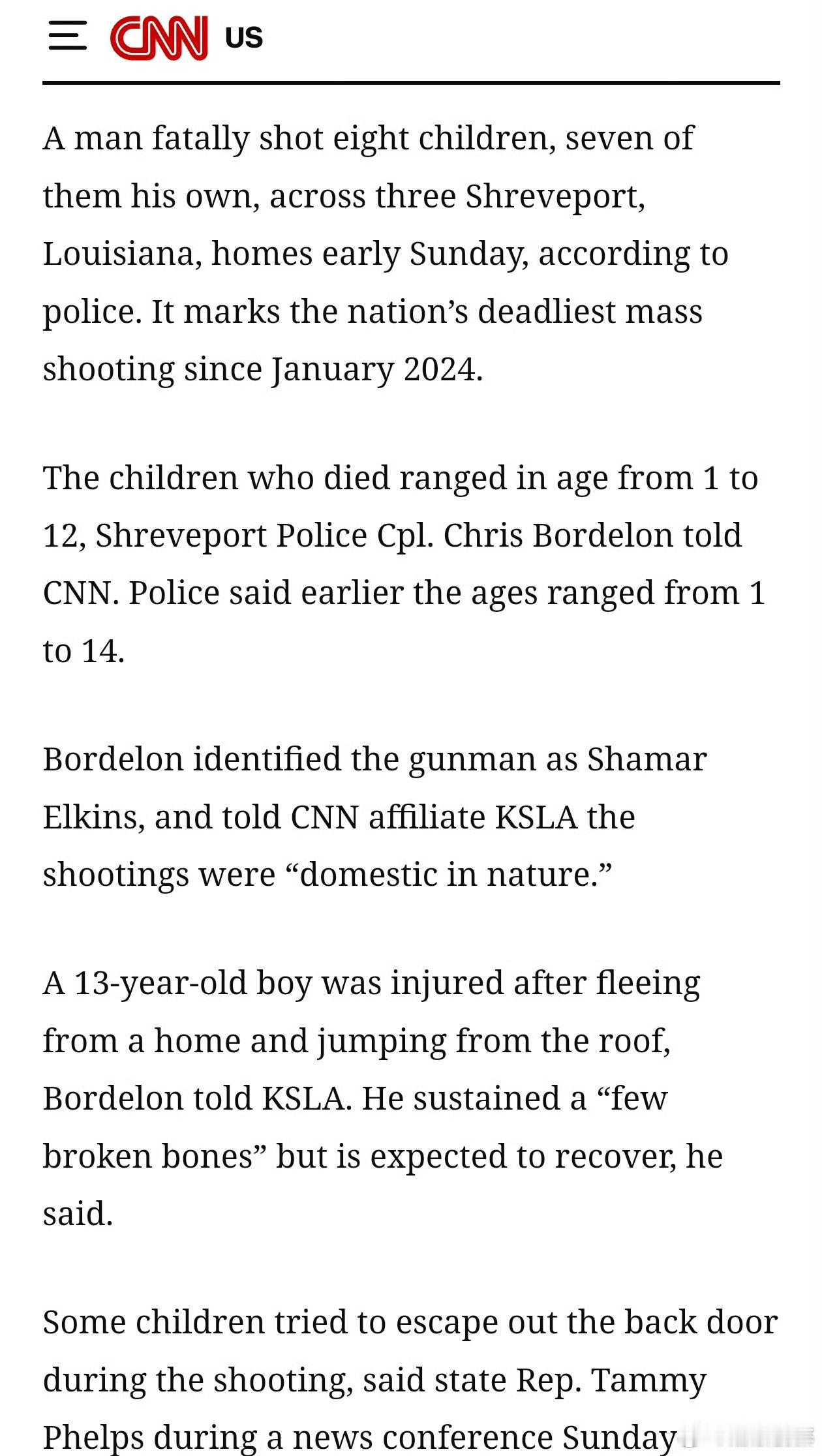 美国发生2024年以来最严重枪击案我的天……虎毒还不食子呢！他亲手杀害了七个自己