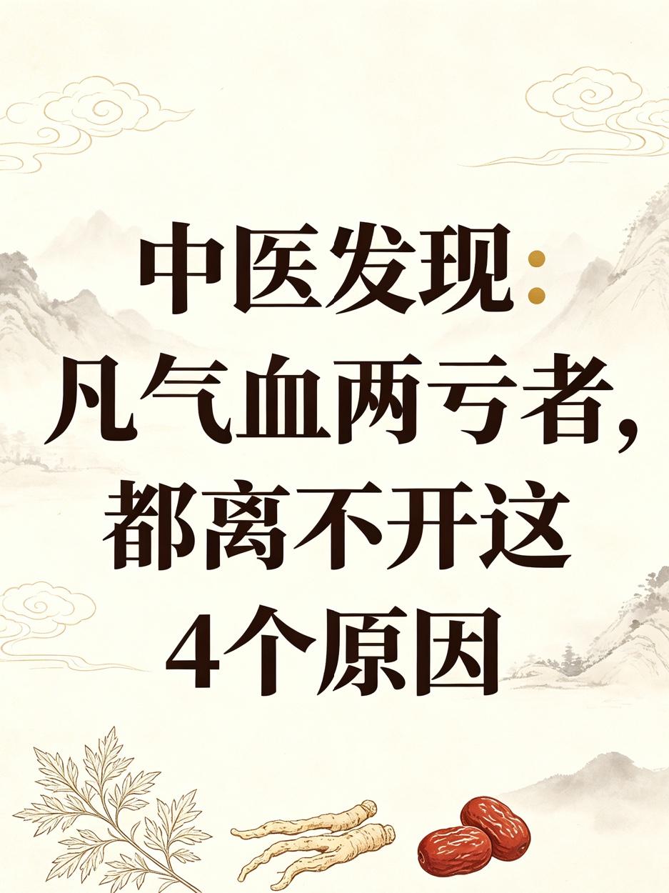 人不会无缘无故的气血两亏！中医发现：凡气血两亏者，都离不开这4个原因

气血是生