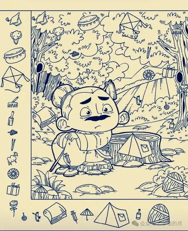 主图中隐藏了20个物品，你能全部找出来吗？花了多长时间呢？
