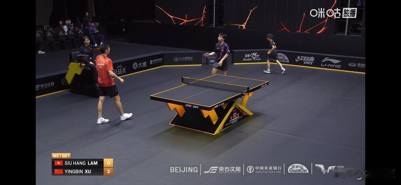 徐瑛彬3比0林兆恒（3，6，10）
晋级2026WTT中国大满贯男单资格赛第二轮