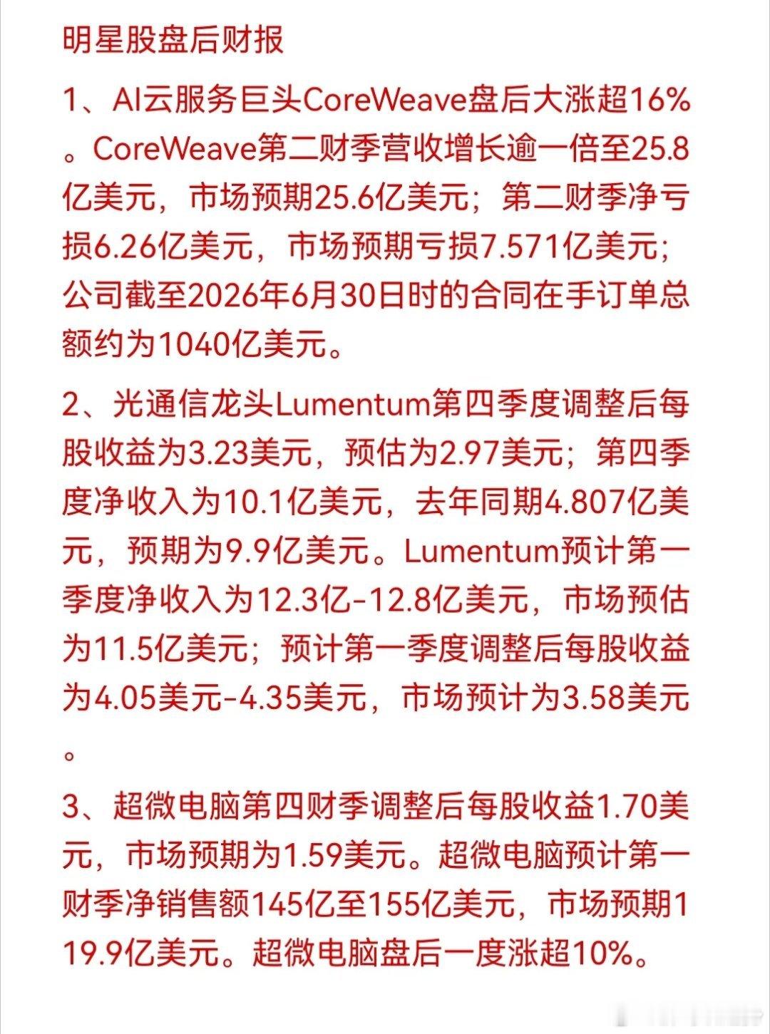 光通信即将起飞！三家美股AI产业链明星股同时发布财报，数据一个比一个炸裂，盘后大