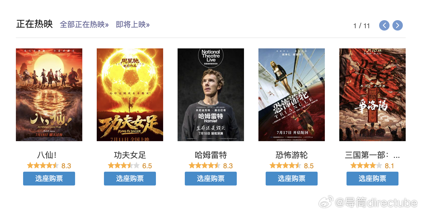 近期豆瓣电影首页新片评分情况，4部上了8.0 