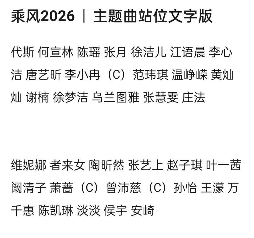 自乘风浪站位不过说实话，这个站位一字排开，c不c的不仔细看也看不出来乘风2026