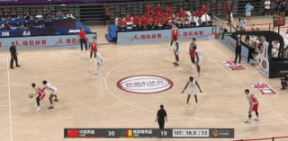 三分球集体爆发，中国男篮首节32:19领先喀麦隆海口热身赛首节比赛结束，中国男篮