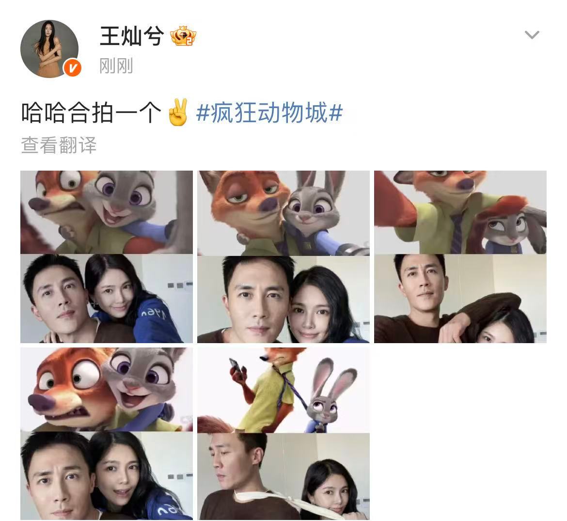 王灿兮杜淳狐兔自拍王灿兮杜淳cos尼克朱迪 11月30日，发了和cos尼克朱迪的